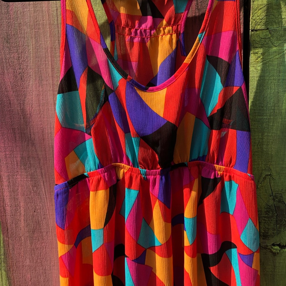 Target Sheer Multi Color Hi Low Racerback Dress - Picture 2 of 4